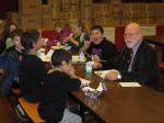 Wrangell Superintendent Woody Wilson and students enjoy breakfast served at Evergreen Elementary School. This week, the Wrangell School District kicked off its breakfast and lunch program.